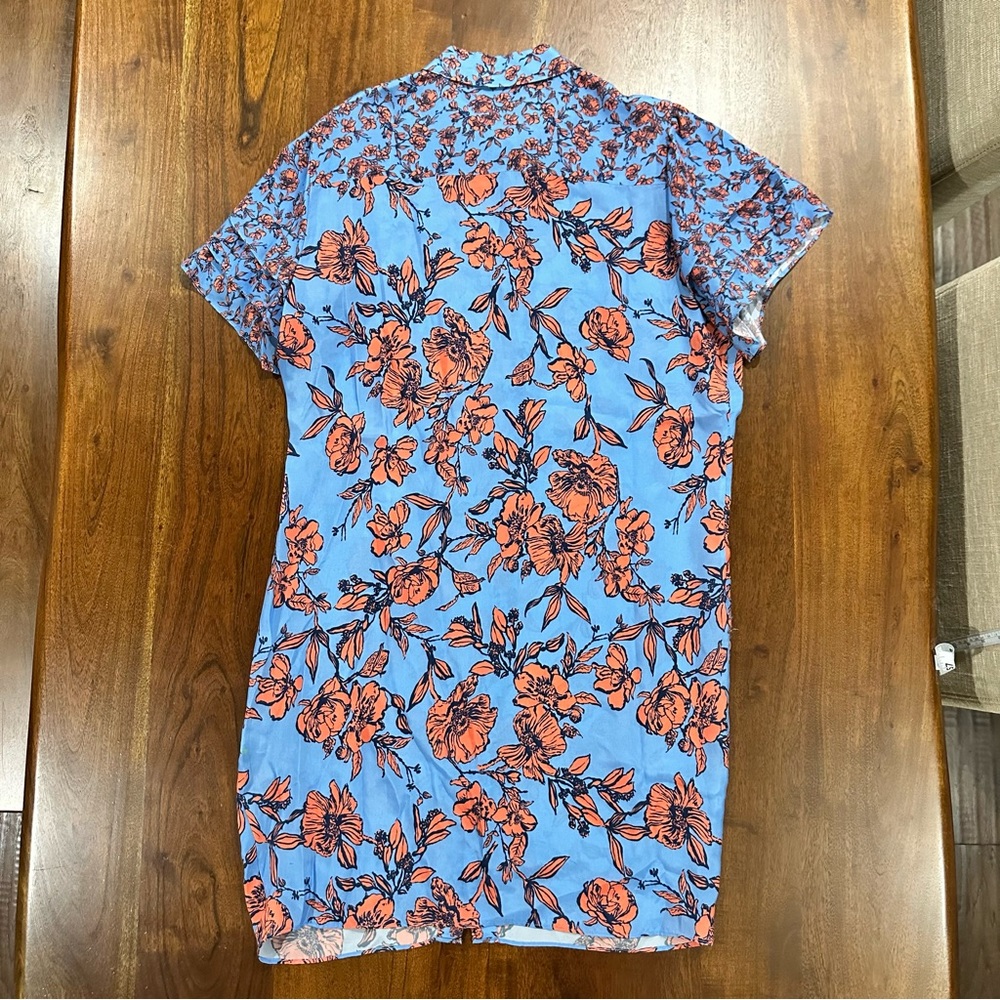 Alice + Olivia Floral Shirt Dress with Layered Flutter Sleeves Size XL - Picture 2 of 7